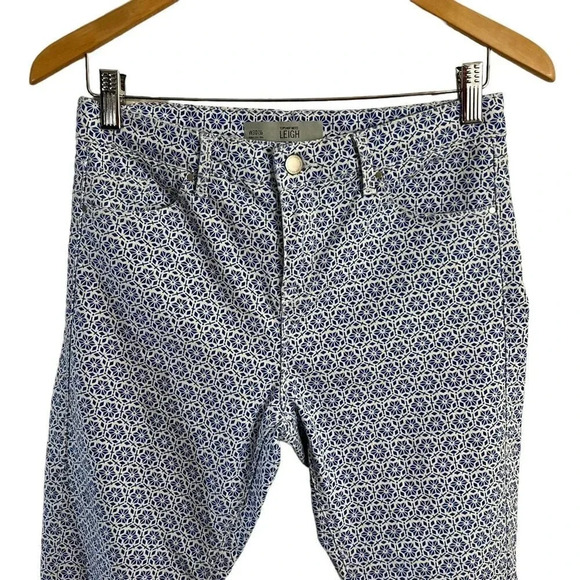TopShop Moto Leigh Pants W30 Blue and White Geometric Pattern Skinny Leg Pants - Picture 3 of 7